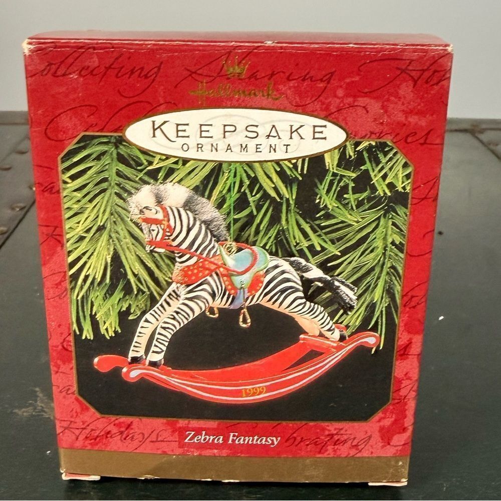 1999 "Zebra Fantasy" Hallmark Keepsake Ornament Rocking Horse Vintage
